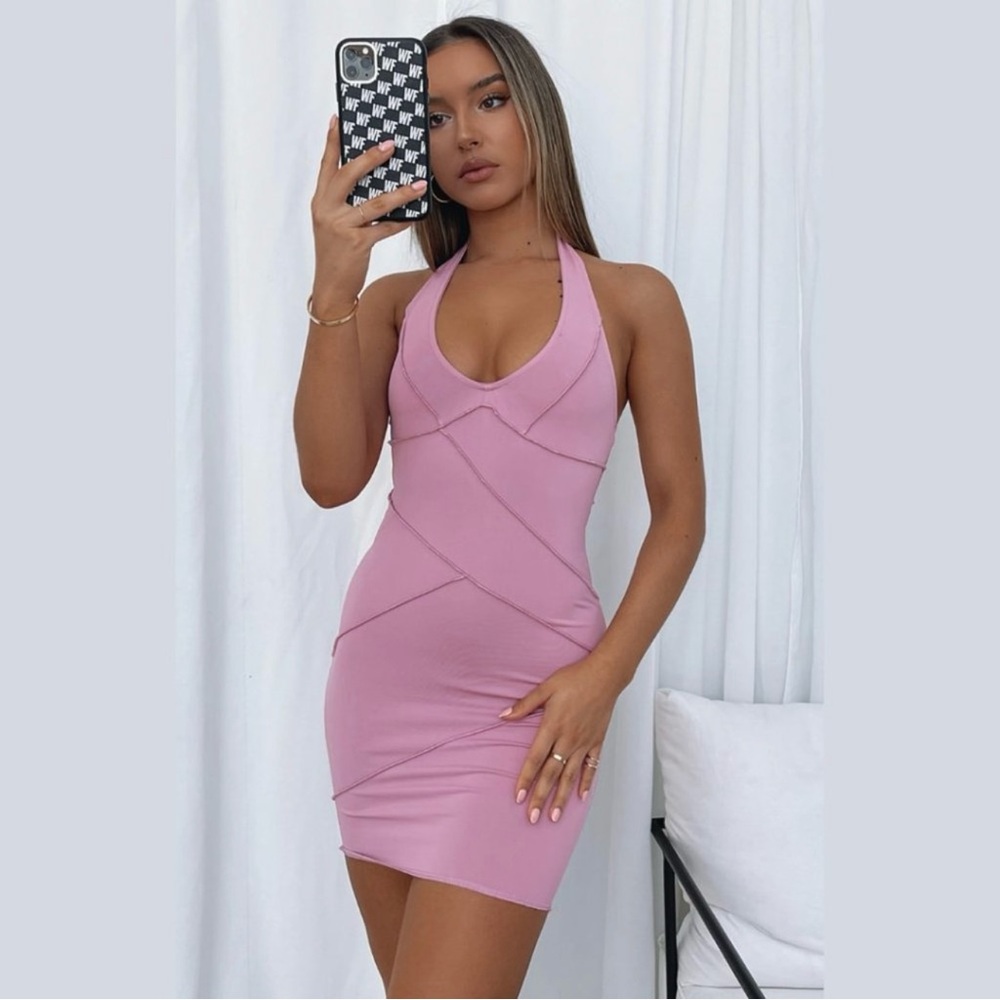 NWT White Fox Boutique Rose Pink Bodycon Mini Cocktail Dress / Medium
